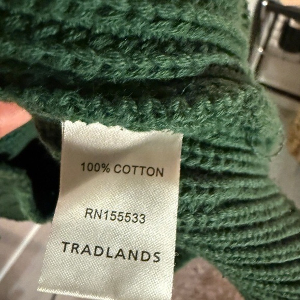 Tradlands Cardigan Kelly green cotton buttons ribbed knit easy wear bookish Sml - Picture 4 of 6